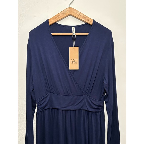 GRECERELLE Spring Summer Women’s Dress Casual Long Sleeve Navy XL - Picture 3 of 10